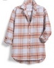 Eileen Oversized Flannel Button Down in Rust Grey Plaid