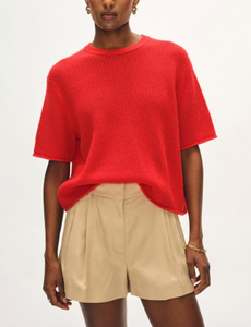 Cashmere Waffle Mesh Tee French Red