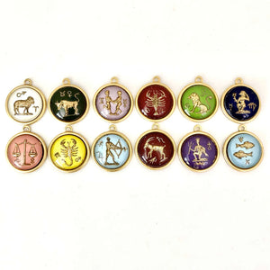 Small Vintage Glass Zodiac Sign Necklace