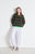 Marled Coffee Clover Stripe Round Collar Pullover Sweater