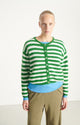 Clover Stripe Round Neck Short Buttoned Ball Vito Cardigan - Trefle Raye