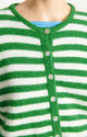 Clover Stripe Round Neck Short Buttoned Ball Vito Cardigan - Trefle Raye