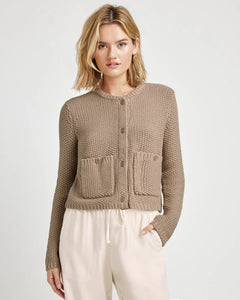 Andrea Crop Knit Cardigan in Cactus