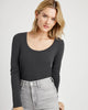 Faye Long Sleeve Scoop Neck in Lead