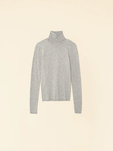 Flannel Tommy Turtleneck Sweater in Heather Grey