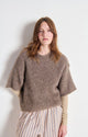Zolly Short Sleeve Round Neck Loose Fit Jumper Taupe