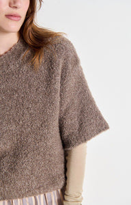 Zolly Short Sleeve Round Neck Loose Fit Jumper Taupe