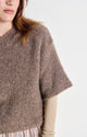 Zolly Short Sleeve Round Neck Loose Fit Jumper Taupe