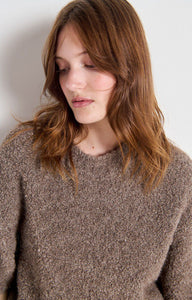 Zolly Short Sleeve Round Neck Loose Fit Jumper Taupe