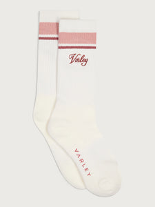 Lamar Club Stripe Sock in Egret Pale Mauve Dusty Rose