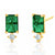 Emerald Stud Earrings with CZ Drop: Green