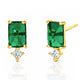 Emerald Stud Earrings with CZ Drop: Green