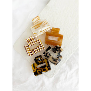 Camila 2-Inch Acetate Tortoise Hair Clips in Chocolate