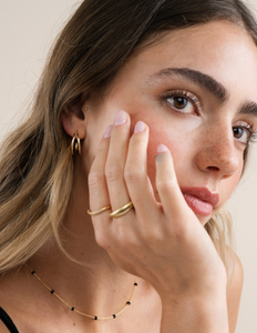 Gold Rings - Pave Wave - Champagne CZ: 9