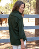 Eileen Relaxed Button Up Triple Fleece in Evergreen