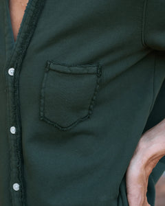 Eileen Relaxed Button Up Triple Fleece in Evergreen