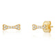 Pave CZ Dog Bone Posts: Gold