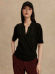 Odette Mock Placket Tee Black/Egret