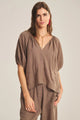 Cosette Half Sleeve Raglan Top Mudslide