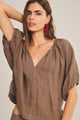 Cosette Half Sleeve Raglan Top Mudslide