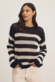 Kanan Cashmere Cotton Stripe Knit in Navy/Milk
