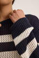 Kanan Cashmere Cotton Stripe Knit in Navy/Milk