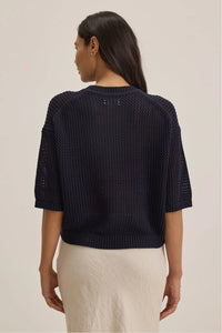 Vienna Short Sleeve Knit in Navy