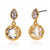 Pear and Circle Drop Earring - Gold Black