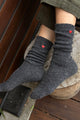 Embroidered Snow Socks: CHARCOAL + HEART