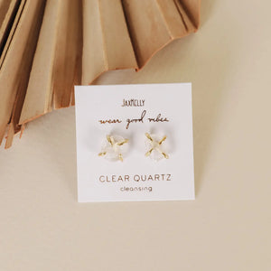 Gemstone Prong Clear Quartz Earring