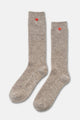 Embroidered Snow Socks: TAN + HEART