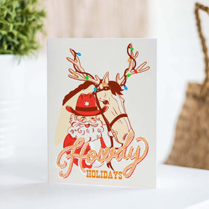 Howdy Holidays Santa Greeting Card: Single Card