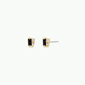 Baguette Cluster - Black CZ - Gold Earrings