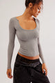 Clean Slate Seamless Layering Top in Heather Grey