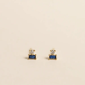 Double Stud Stack Sapphire Earring