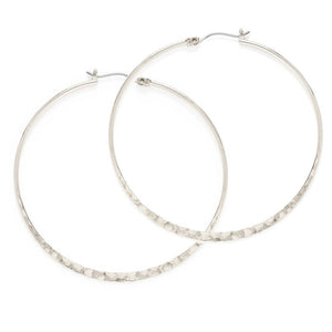 2" Hammered Hoop Earrings: Silver