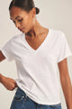 Elisha Short Sleeve V-Neck Crop Tee White