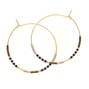 Japanese Seed Bead Hoops- multiple colorways: Chocolate