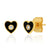 Enamel Heart Studs with CZ Accent: Black