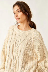 Frankie Cable Knit Sweater in Ivory