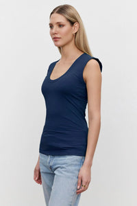 Estina Scoop Neck Tank in Midnight