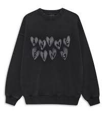 Spencer Hearts Sweatshirt in Washed Black