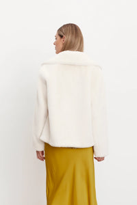 Raquel Faux Fur Jacket in Off White