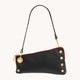 Nash Pochette in Black Brushed Gold Red Zip