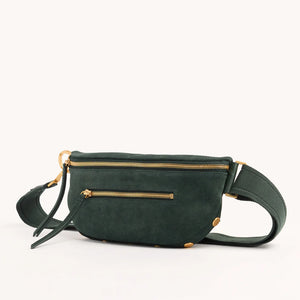 Charles Crossbody Medium in Green Room Suede Brushed Gold