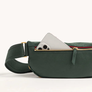 Charles Crossbody Medium in Green Room Suede Brushed Gold