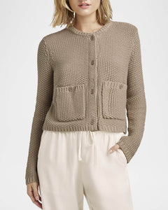 Andrea Crop Knit Cardigan in Cactus