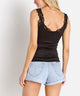 Delicious Deep V Lace Tank in Black