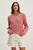 Nepal Textured Cotton Vneck Sweater in Rose