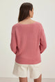 Nepal Textured Cotton Vneck Sweater in Rose